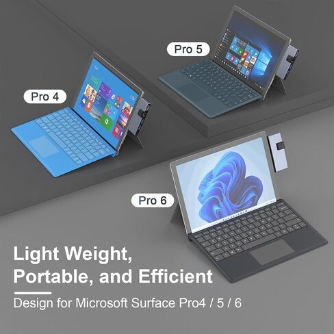 محطة إرساء Gogerit 6 في 2 Surface Pro 4 5 6، محور Microsoft Surface Pro Dock Hub لـ Pro4 Pro5 Pro6، مع منفذ إيثرنت بسرعة 100 ميجا بت في الثانية، ومنفذ HDMI 4K، ومنفذين USB 3.0، ومحول بطاقة SD/TF Surface Pro 6/5/4 in Saudi Arabia