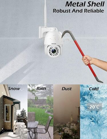 5MP PTZ Security Camera Outdoor Motion Tracking, Floodlight Surveillance IP Dome RTSP Camera Wireless WiFi, 5X Optical Zoom, Color Night Vision, 2-Way Audio, Support SD Card IP66 White | 5X Optical Zoom, Motion Tracking, Color Night Vision, Floodlight, Tw in Saudi Arabia