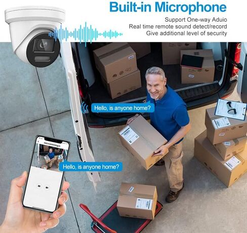 4K 8MP Color View Turret PoE IP Camera Outdoor with Smart Hybrid Light, Strobe Light & Audible Warning, AI VCA, Human/Vehicle Detection, 4K-25fps, 1/1.8" Sensor, F1.0 Aperture, 2-Way Audio, 130 dB WDR in Kuwait