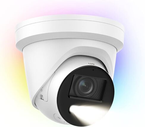 4K 8MP Color View Turret PoE IP Camera Outdoor with Smart Hybrid Light, Strobe Light & Audible Warning, AI VCA, Human/Vehicle Detection, 4K-25fps, 1/1.8" Sensor, F1.0 Aperture, 2-Way Audio, 130 dB WDR in Kuwait