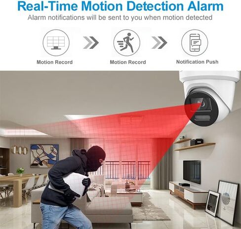 4K 8MP Color View Turret PoE IP Camera Outdoor with Smart Hybrid Light, Strobe Light & Audible Warning, AI VCA, Human/Vehicle Detection, 4K-25fps, 1/1.8" Sensor, F1.0 Aperture, 2-Way Audio, 130 dB WDR in Kuwait