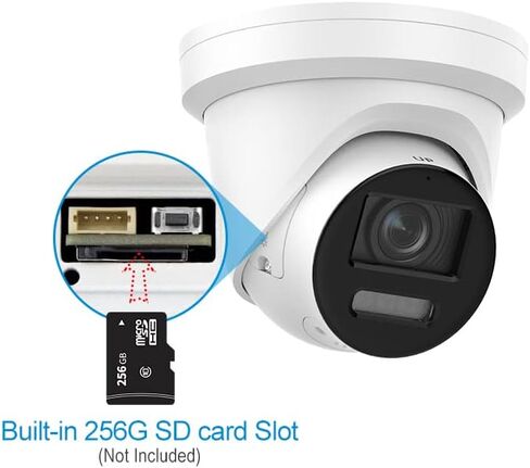 4K 8MP Color View Turret PoE IP Camera Outdoor with Smart Hybrid Light, Strobe Light & Audible Warning, AI VCA, Human/Vehicle Detection, 4K-25fps, 1/1.8" Sensor, F1.0 Aperture, 2-Way Audio, 130 dB WDR in Kuwait