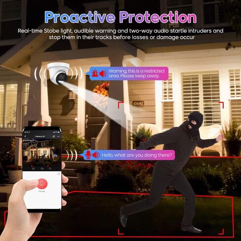 4K 8MP Color View Turret PoE IP Camera Outdoor with Smart Hybrid Light, Strobe Light & Audible Warning, AI VCA, Human/Vehicle Detection, 4K-25fps, 1/1.8" Sensor, F1.0 Aperture, 2-Way Audio, 130 dB WDR in Kuwait