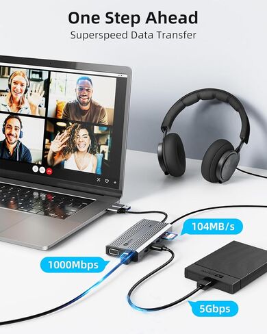قاعدة شحن لابتوب 12 في 1، موزع USB C ثلاثي العرض، دونجل USB C مع 2 HDMI، VGA، ايثرنت، USB A 3.0/2.0، قارئ بطاقات SD/TF، ميكروفون/صوت لماك بوك/ديل/اتش بي/سيرفس/لينوفو in Kuwait