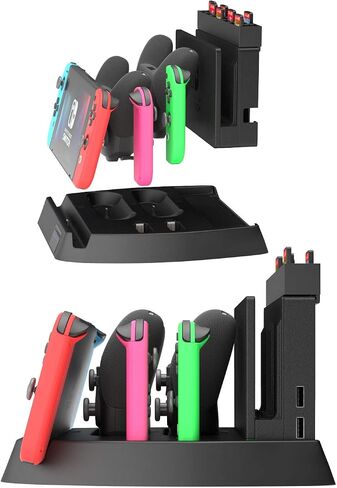 NS Compatible Nintendo Switch Games Holder, Nintendo Switch Stand - Black | Holds up to 10 Game Case & 4 controllers Game Disk Rack, Switch Holder Stand for Gamers, Nintendo Switch Accessories in Kuwait