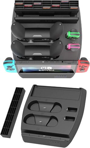 NS Compatible Nintendo Switch Games Holder, Nintendo Switch Stand - Black | Holds up to 10 Game Case & 4 controllers Game Disk Rack, Switch Holder Stand for Gamers, Nintendo Switch Accessories in Kuwait