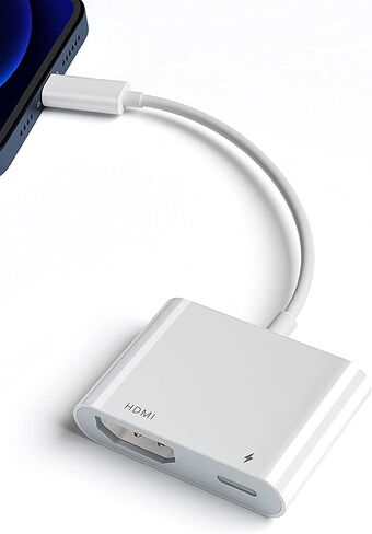 محول Lightning إلى HDMI لأجهزة iPhone إلى TV، محول iPhone إلى HDMI رقمي AV 1080P محول شاشة مزامنة 1080P مع منفذ شحن Lightning، يدعم iPhone وiPad على التلفزيون/جهاز العرض [معتمد من Apple MFi] in Saudi Arabia