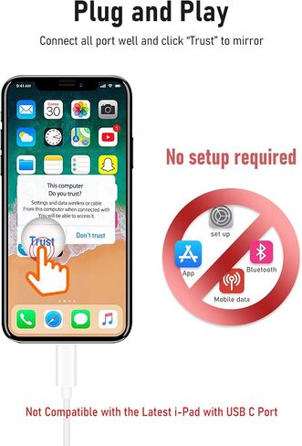محول Lightning إلى HDMI لأجهزة iPhone إلى TV، محول iPhone إلى HDMI رقمي AV 1080P محول شاشة مزامنة 1080P مع منفذ شحن Lightning، يدعم iPhone وiPad على التلفزيون/جهاز العرض [معتمد من Apple MFi] in Saudi Arabia