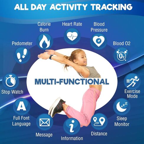 جهاز تتبع اللياقة البدنية للأطفال من Inspiratek للفتيات والفتيان من سن 5 إلى 16 عامًا (5 ألوان) - ساعة لياقة بدنية مقاومة للماء للأطفال مع مراقب معدل ضربات القلب ومراقبة النوم وعداد السعرات الحرارية والمزيد - جهاز تتبع أنشطة الأطفال (أحمر) in Kuwait
