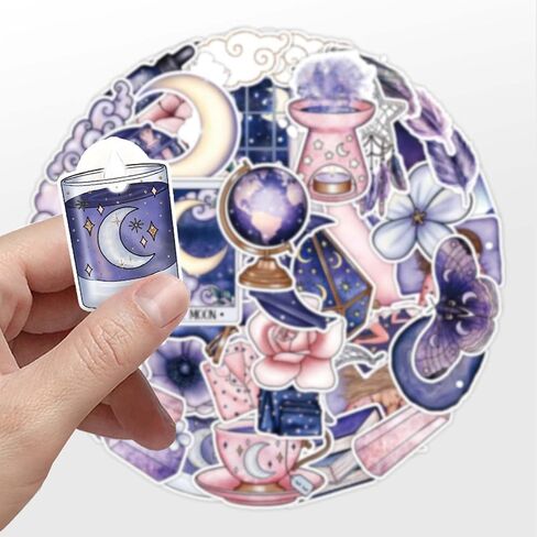 50 جهاز كمبيوتر شخصى منتصف الليل ملصقات القمر السحري، ملصقات زجاجات المياه المقاومة للماء للبالغين والأطفال، ملصقات جمالية لطيفة لأجهزة الكمبيوتر المحمول سكرابوكينغ الغيتار اليومية، شارات الفينيل للمراهقات الفتيات، ملصقات الساحرة in Kuwait