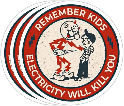 6 قطع / حزمة جيتيز تذكر الأطفال الكهرباء سوف تقتل يو، ملصق تحذير ريدي كيلوات تحذير ملصق مضحك ملصقات ديكال للكهربائيين قبعة الكمبيوتر المحمول زجاجة ماء سيارة حزمة خوذة in Kuwait