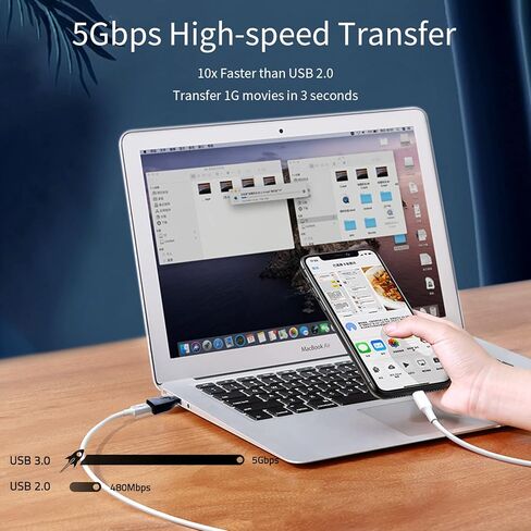 محول USB C إلى USB ، MITATTOK USB C ذكر إلى USB A 3.0 أنثى ، نقل البيانات 5G ، متوافق مع جهاز آي ماك بوك برو 2021 2021 ماك بوك برو 2020 ماك بوك اير 20 والمزيد من الأجهزة نوع C السوداء in Kuwait