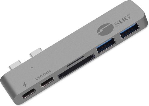 SIIG Thunderbolt 3 USB Type C Hub Adapter for 13" or 15" MacBook Pro - 5k Video Resolution, 40Gbps Data Speed - USB C Data Port, 2 USB 3.1, SD/Micro SD Card Reader Slot - Space Gray in Saudi Arabia