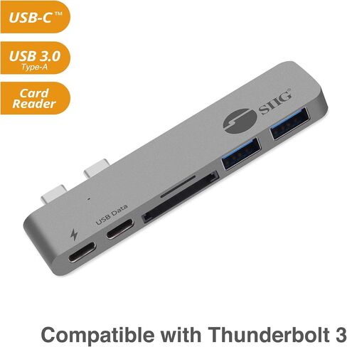 SIIG Thunderbolt 3 USB Type C Hub Adapter for 13" or 15" MacBook Pro - 5k Video Resolution, 40Gbps Data Speed - USB C Data Port, 2 USB 3.1, SD/Micro SD Card Reader Slot - Space Gray in Saudi Arabia