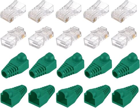 PATIKIL RJ45 Cat6 Connectors RJ45 Ends 8P8C Modular Plug Pass Through Connector with White Boots Cover for Ethernet Network Cable, Pack of 20 in Kuwait