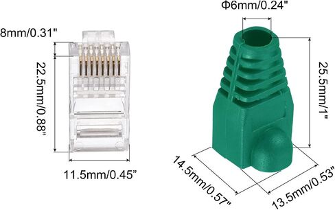 PATIKIL RJ45 Cat6 Connectors RJ45 Ends 8P8C Modular Plug Pass Through Connector with White Boots Cover for Ethernet Network Cable, Pack of 20 in Kuwait