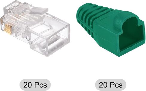 PATIKIL RJ45 Cat6 Connectors RJ45 Ends 8P8C Modular Plug Pass Through Connector with White Boots Cover for Ethernet Network Cable, Pack of 20 in Kuwait
