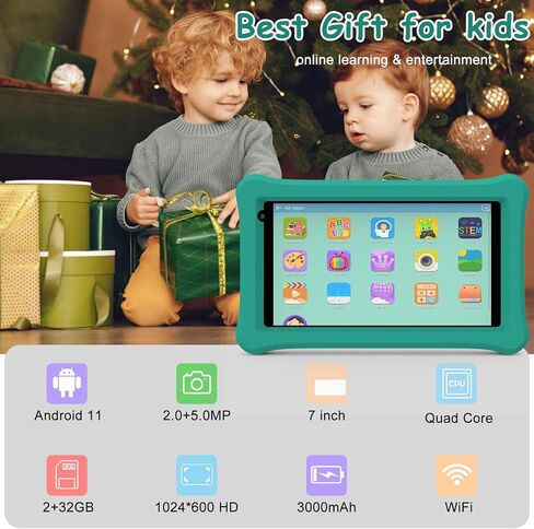 تابلت Bnegynng للأطفال، تابلت 7 بوصة أندرويد 11.0 للأطفال، ذاكرة وصول عشوائي 2 جيجابايت، 32 جيجابايت ذاكرة تخزين داخلية 512 جيجابايت، تحكم في الأبوة، شاشة لمس IPS HD، واي فاي، كاميرا مزدوجة 5 ميجابكسل، بطارية طويلة العمر للأطفال مع حافظة in Kuwait