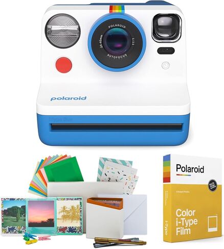 كاميرا بولارويد الآن من الجيل الثاني I-Type للأفلام الفورية (أزرق)، حزمة التصوير والطباعة مع إطارات صور مغناطيسية/معلقة وفيلم فوري ملون (8 تعريضات) (3 عناصر) in Kuwait
