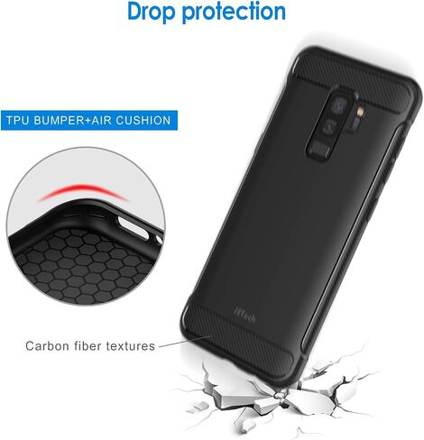 حافظة JETech رفيعة لهاتف Samsung Galaxy S9+ Plus، غطاء هاتف رفيع ممتص للصدمات وتصميم من ألياف الكربون (أخضر) in Saudi Arabia