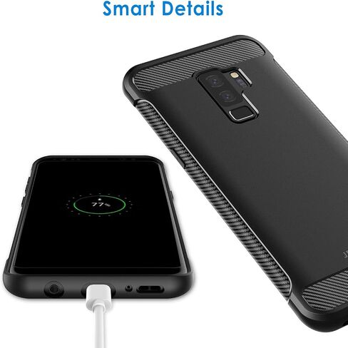 حافظة JETech رفيعة لهاتف Samsung Galaxy S9+ Plus، غطاء هاتف رفيع ممتص للصدمات وتصميم من ألياف الكربون (أخضر) in Saudi Arabia
