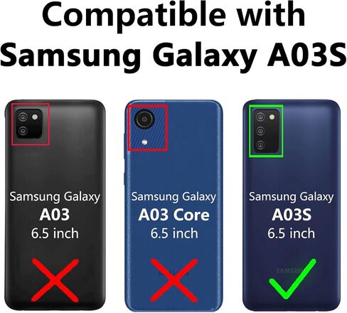 حافظة هاتف Samsung Galaxy A03S، حافظة هاتف Galaxy A03S، مع واقيات شاشة وغطاء كاميرا، [درجة عسكرية] 16 قدمًا. غطاء تم اختباره من السقوط مع حافظة واقية بمسند مغناطيسي لهاتف A03S، TC-أزرق in Saudi Arabia