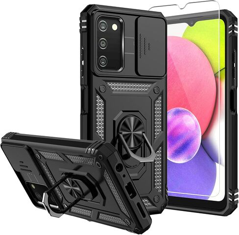 حافظة هاتف Samsung Galaxy A03S، حافظة هاتف Galaxy A03S، مع واقيات شاشة وغطاء كاميرا، [درجة عسكرية] 16 قدمًا. غطاء تم اختباره من السقوط مع حافظة واقية بمسند مغناطيسي لهاتف A03S، TC-أزرق in Saudi Arabia