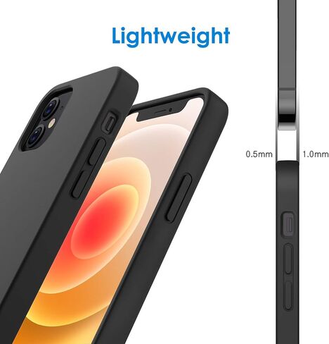 حافظة JETech من السيليكون لهاتف iPhone 12/12 Pro مقاس 6.1 بوصة، حافظة هاتف واقية لكامل الجسم ذات ملمس حريري ناعم، غطاء مقاوم للصدمات مع بطانة من الألياف الدقيقة (أسود) in Saudi Arabia