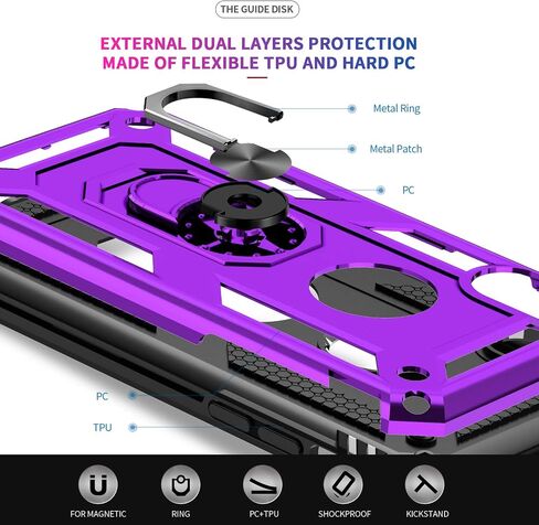 LeYi for iPhone XR Protective Case, Heavy Duty iPhone XR Case with Ring and 2PCS Screen Protector for Women Men, [Military-Grade] Shockproof Case with Magnetic Kickstand for Apple iPhone XR 10, Red in Kuwait