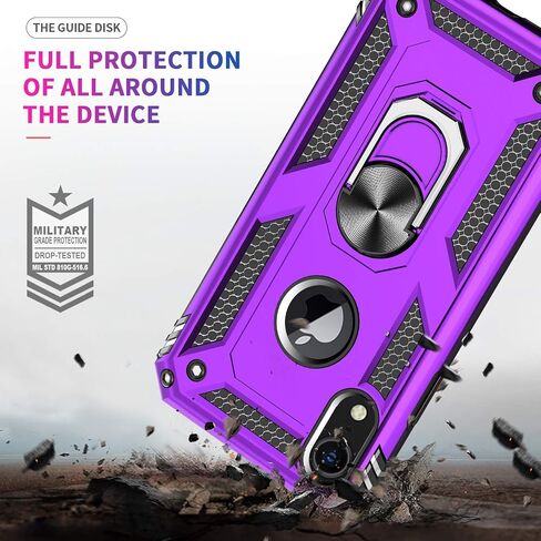 LeYi for iPhone XR Protective Case, Heavy Duty iPhone XR Case with Ring and 2PCS Screen Protector for Women Men, [Military-Grade] Shockproof Case with Magnetic Kickstand for Apple iPhone XR 10, Red in Kuwait