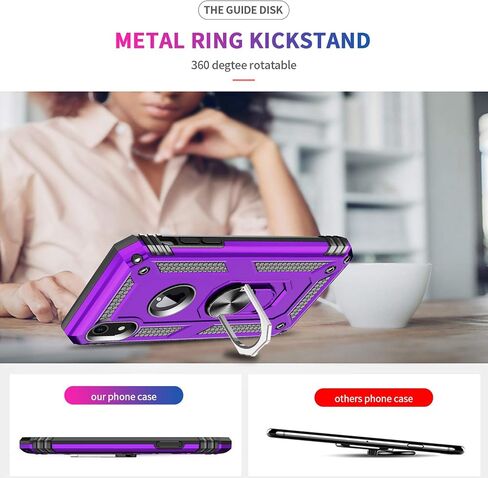 LeYi for iPhone XR Protective Case, Heavy Duty iPhone XR Case with Ring and 2PCS Screen Protector for Women Men, [Military-Grade] Shockproof Case with Magnetic Kickstand for Apple iPhone XR 10, Red in Kuwait
