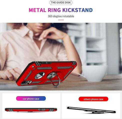 LeYi for iPhone XR Protective Case, Heavy Duty iPhone XR Case with Ring and 2PCS Screen Protector for Women Men, [Military-Grade] Shockproof Case with Magnetic Kickstand for Apple iPhone XR 10, Red in Kuwait