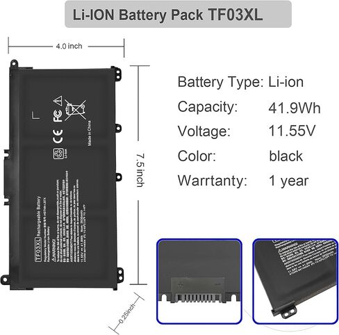 TF03XL Laptop Replacement TF03041XL 920070-855 Battery for HP Pavilion X360 15-CC 15-CD 15-cc0xx 15-cc1xx 15-cc023cl 15-cc123cl 15-cc561st 15-cc184cl 15-cd040wm 17-ar050wm 14m-cd0001dx 14m-cd0003dx in Kuwait