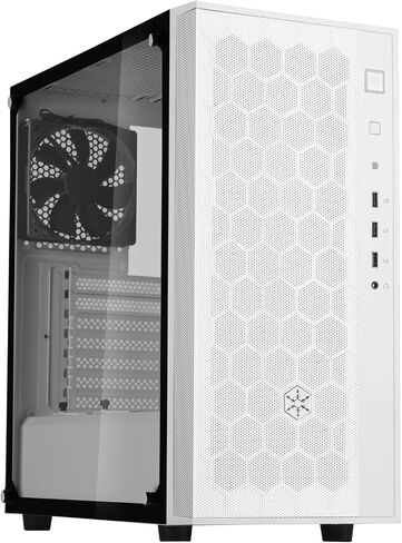 Silverstone SST-FAR1W-G - FARA R1 Tower ATX Computer Case, mesh Front Panel, Tempered Glas Side Panel, White in Saudi Arabia