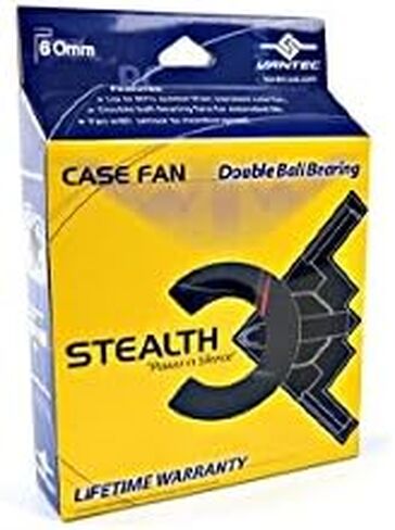 Vantec Stealth SF12025L 120x120x25mm Double Ball Bearing Silent Case Fan (Black) in Saudi Arabia