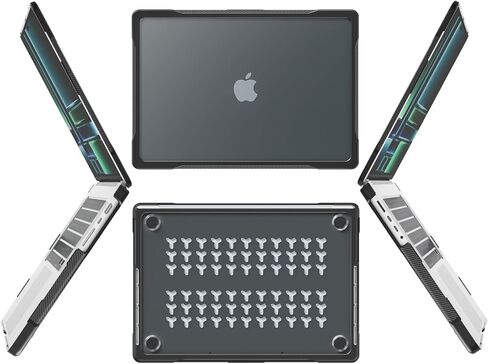 Batianda Ultimate Protection Case for M3 MacBook Pro 14 2021 2023 Model A2442/A2779 Matte Carbon Fiber Edges Shockproof Anti-Scratch and Anti-Fingerprint with Keyboard Cover and Screen Protector,Black in Saudi Arabia