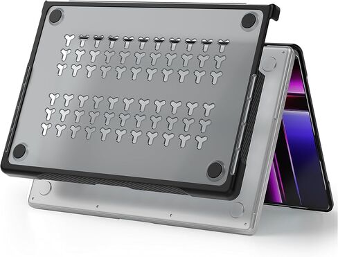 Batianda Ultimate Protection Case for M3 MacBook Pro 14 2021 2023 Model A2442/A2779 Matte Carbon Fiber Edges Shockproof Anti-Scratch and Anti-Fingerprint with Keyboard Cover and Screen Protector,Black in Saudi Arabia