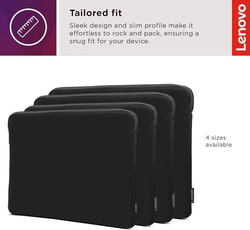 حافظة كمبيوتر محمول أساسية من لينوفو مقاس 11 بوصة للكمبيوتر المحمول/الكمبيوتر اللوحي متوافقة مع مادة النيوبرين MacBook Air/Pro - بطانة من الصوف الناعم - فتحة علوية بسحاب - أسود in Kuwait
