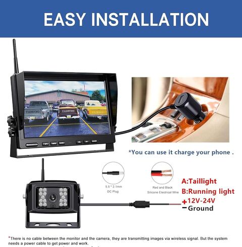 ZEROXCLUB 1080P Wireless Backup Camera System for RV Trailer Truck Camper,10 Inch DVR Monitor w/Recording IR Night Vision Digital Wireless Rear View Camera Adapter for Furrion Pre-Wired RVs,BW101SL in Kuwait