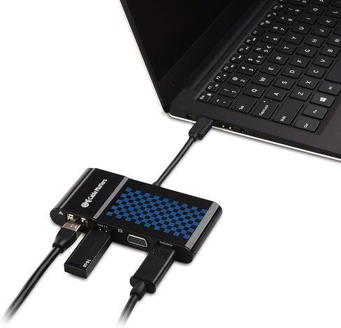 محول USB C متعدد المنافذ من Cable Matters (قاعدة USB C مع USB C إلى HDMI أو USB C إلى VGA)، USB 3.0 وإيثرنت أسود - منفذ Thunderbolt 4 / USB4 / Thunderbolt 3 متوافق مع MacBook Pro وDell XPS in Kuwait