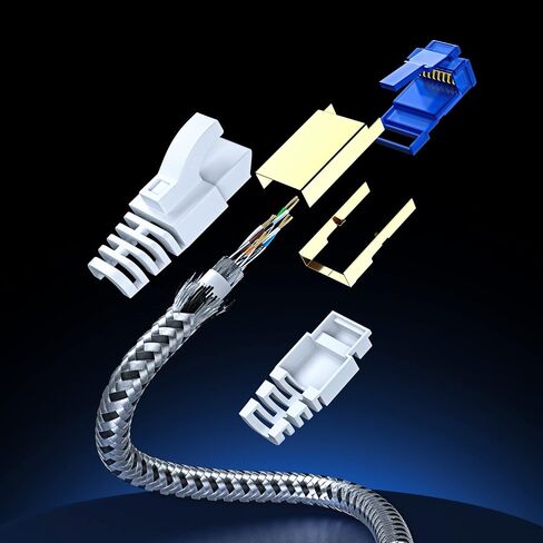 Maximm Flat Cat7 Ethernet Cable SFTP Shielded White 3ft 5-Pack in Kuwait