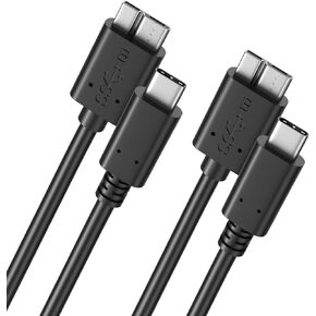 Besgoods Short Micro B to USB C Cable, 8 inch External Hard Drive Cord USB 3.1 Gen1 Fast Data Transfer 5Gbps Camera Replacement Cable Compatible for Seagate, Toshiba, WD, LaCie Portable HDD -2Pack
