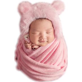 Newborn Photography Props Wrap Blanket, Bear Bonnet Hat Cap & Accessories for Baby Boys Girls Photo Shoot in Saudi Arabia