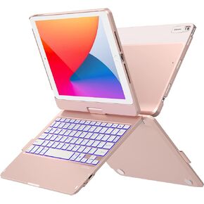 حافظة تشيسونا آيباد الجيل التاسع مع لوحة مفاتيح، قابلة للدوران 360 درجة، إضاءة خلفية 7 ألوان، غطاء نحيف، حامل أقلام أبل، لوحة مفاتيح لجهاز آيباد (الجيل الثامن/السابع 10.2 بوصة)، آيباد إير الجيل الثالث، آيباد برو 10.5 بوصة in Kuwait