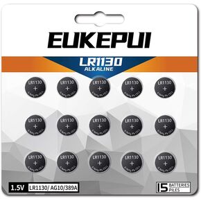EUKEPUI عدد 15 بطاريات LR1130، بطارية قلوية AG10 389 1.5 فولت in Kuwait