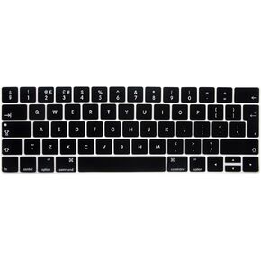 Batianda Spanish ESP Waterproof Ultrathin Silicone Keyboard Cover Skin for MacBook Pro 13 15 inch 2019 2018 2017 & 2016 with Touch Bar & Touch ID Model:A1989 A1706 / A1707 (Black) in Kuwait