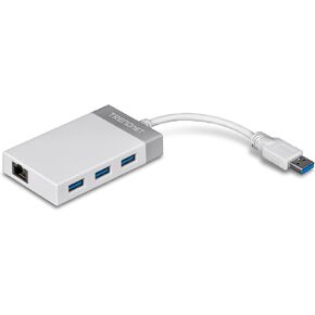TRENDnet 3-Port USB 3.0 Hub with 10/100/1000 Mbps Gigabit Ethernet Adapter, 3 x USB 3.0 Ports, RJ-45 Gigabit Ethernet Port, Supports XP, Vista, Windows, Mac OS 10.6-10.9, Nintendo Switch, TU3-ETGH3