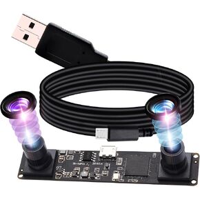 IEights HD عدسة مزدوجة وحدة كاميرا USB للكمبيوتر زاوية واسعة 960P 60fps 3D ستيريو صغير UVC USB2.0 كاميرا كمبيوتر متزامنة لوحة كاميرا ويب فيديو زاوية واسعة كاميرا Lightburn لـ Raspberry pi in Kuwait