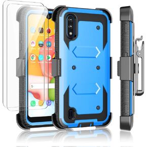 حافظة Njjex متينة لهاتف Samsung Galaxy A11، حافظة لهاتف Galaxy A11 مع واقي شاشة من الزجاج المقسى [عبوة من قطعتين]، [Nbeck] غطاء صلب مزود بمشبك حزام دوار مقاوم للصدمات [أخضر] in Kuwait