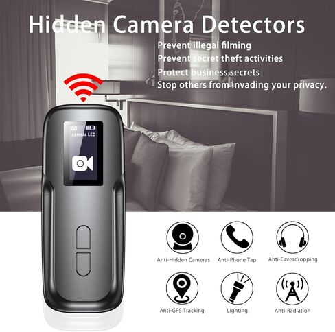 أجهزة كشف الكاميرا الخفية ONE-MI، ماسح ضوئي للمراقبة المحمول مع تنبيهات في الوقت الحقيقي، حساسية قابلة للتعديل، كشف معزز للعدسات، كشف المجال المغناطيسي، استخدام في الأماكن المغلقة، رمادي فضي in Kuwait